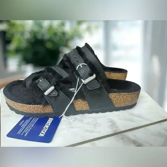 Birkenstock Mayari Shearling Oiled Leather Sandals Size 38 - Picture 7 of 16